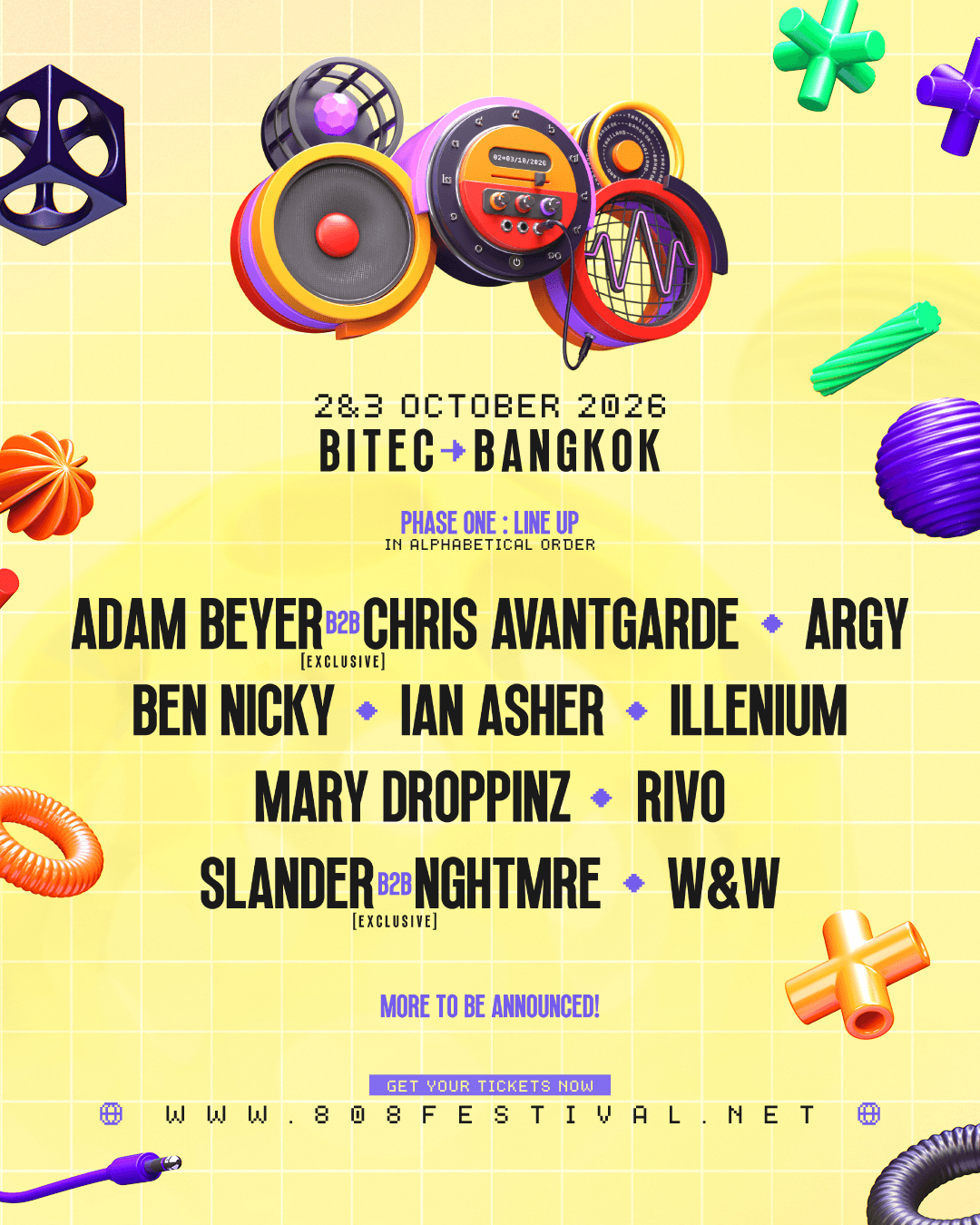 Phase 2 of 808 Festival 2026 lineup has officially arrived, bringing world-class electronic dance artists to Bangkok for two-days and on two stages